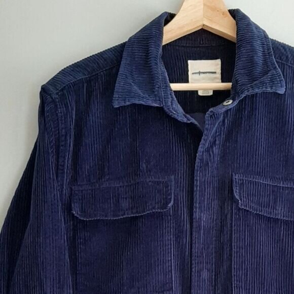 AE AMERICAN EAGLE Rib Corduroy Snap Button Shirt Jacket Blue Men's Sz M - Picture 4 of 11